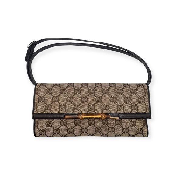 Gucci GG Canvas Bamboo Bar Clutch – Mini Shoulder Bag - Picture 3 of 15
